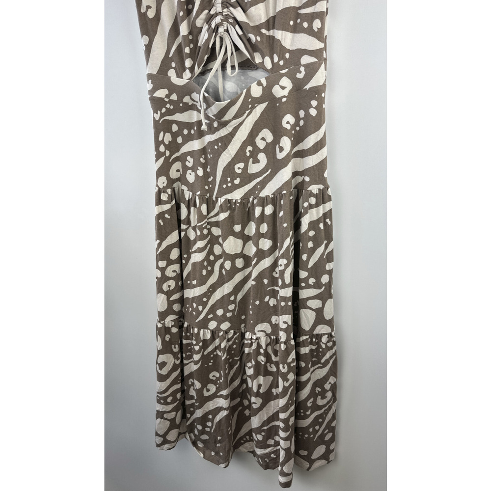 Cabi Swoon Dress Brown Tan Midi Maxi Cut Out Ruched Back 6147 Small Boho Chic - Picture 8 of 13